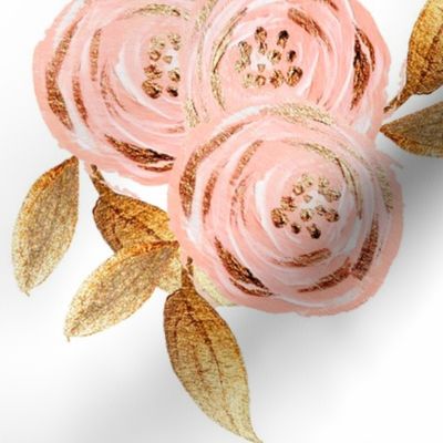 Glitz Gold & Blush Flower - - Gold Foiled - - Floral - - Pink