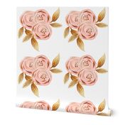 Glitz Gold & Blush Flower - - Gold Foiled - - Floral - - Pink