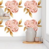 Glitz Gold & Blush Flower - - Gold Foiled - - Floral - - Pink