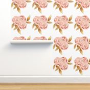 Glitz Gold & Blush Flower - - Gold Foiled - - Floral - - Pink