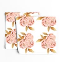 Glitz Gold & Blush Flower - - Gold Foiled - - Floral - - Pink