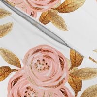 Glitz Gold & Blush Flower - - Gold Foiled - - Floral - - Pink