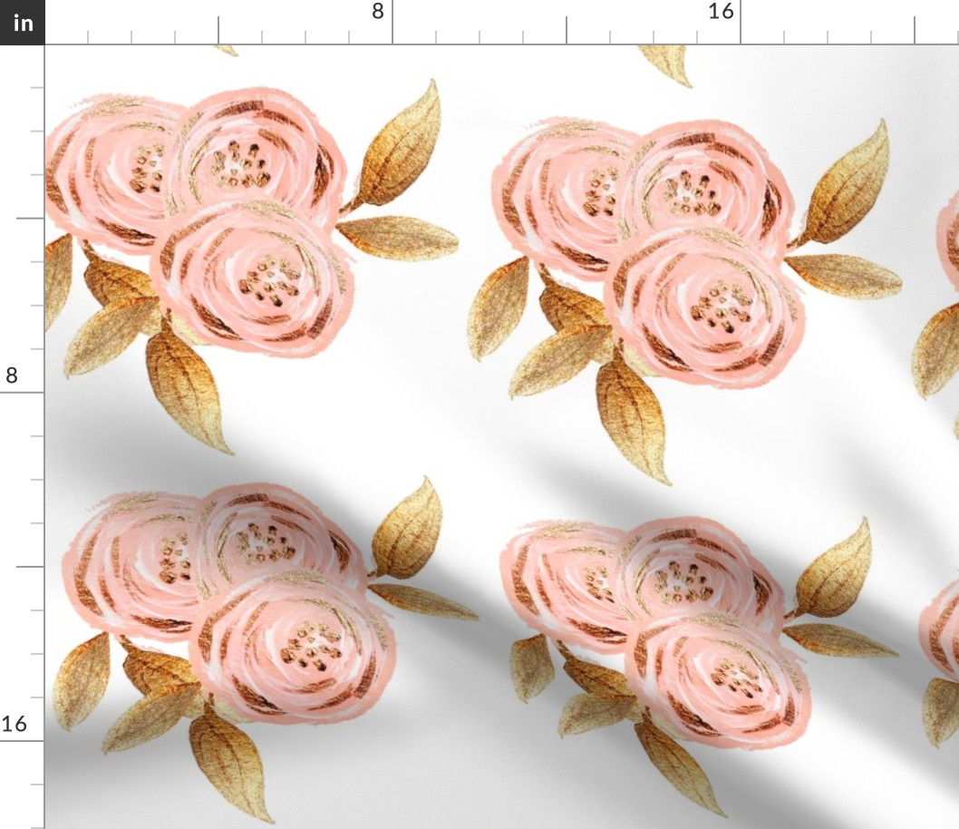 Glitz Gold & Blush Flower - - Gold Foiled - - Floral - - Pink