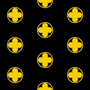 Yellow Quatrefoil in Circle on Black