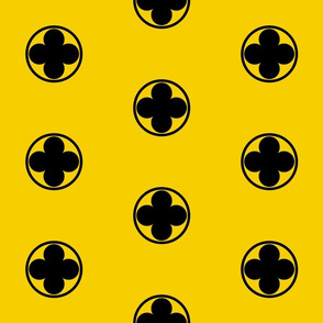 Black Quatrefoil in Circle on Yellow