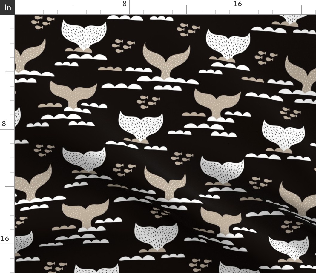 Pura vida collection fish tales whale design scandinavian style ocean black and white
