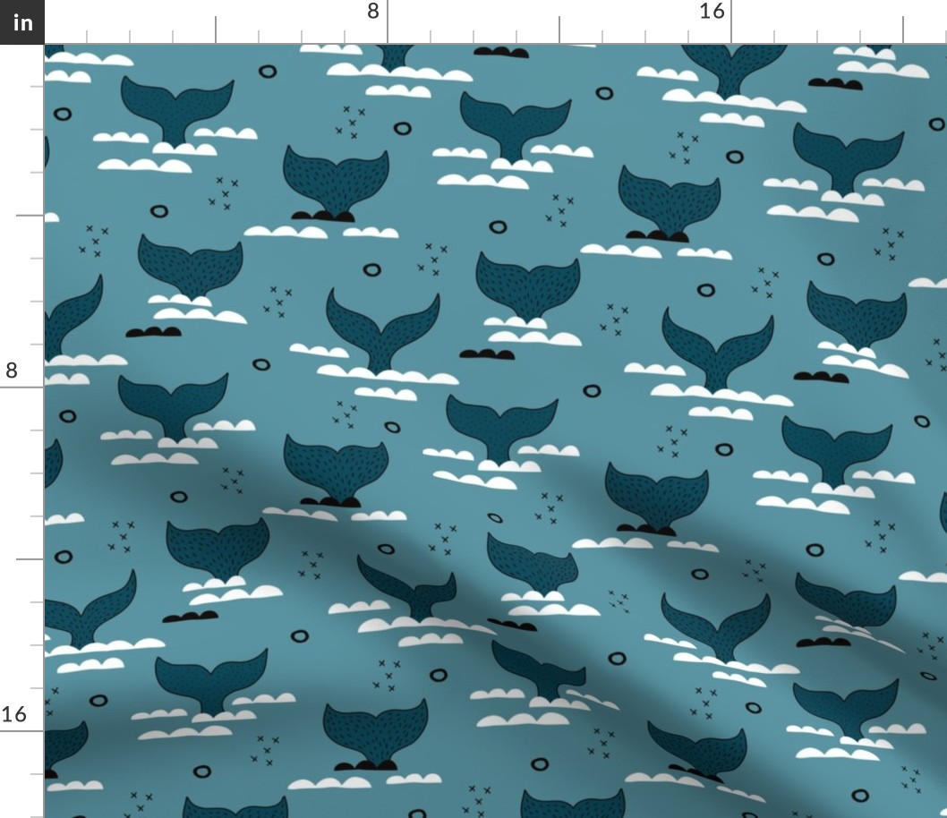 Pura vida collection fish tales whale design scandinavian style ocean winter blue