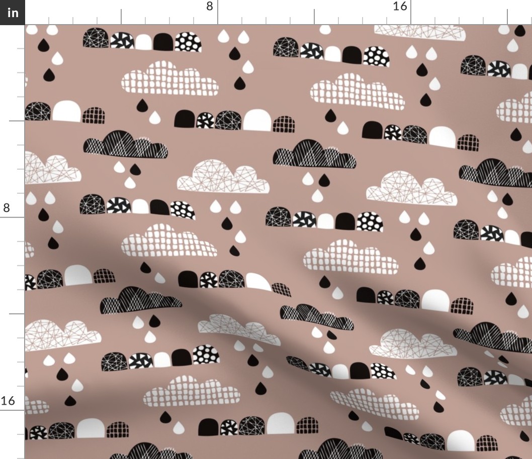 Soft fall clouds  and rain drops sky scandinavian geometric texture design beige