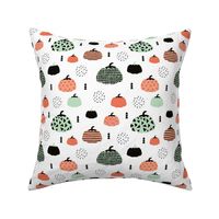 Sweet fall inky texture pumpkin garden halloween print coral mint