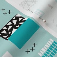 geometric inky texture abstract cubes and lines scandinavian style design winter blue