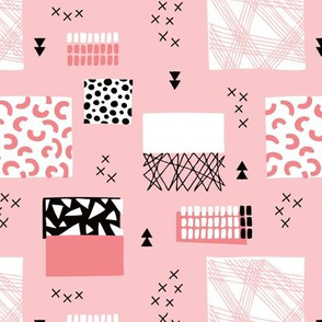 geometric inky texture abstract cubes and lines scandinavian style design sweet pink