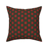 Vintage Red Geometrics on Forest Green