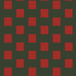 Vintage Red Geometrics on Forest Green