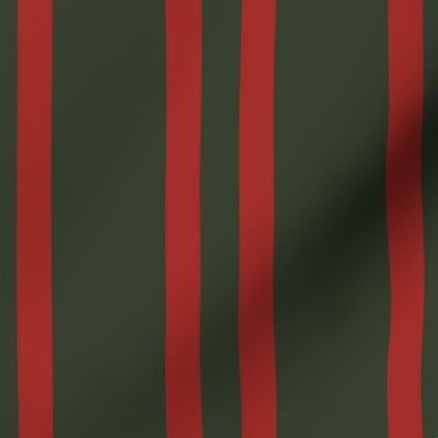 Vintage Red Stripes on Forest Green