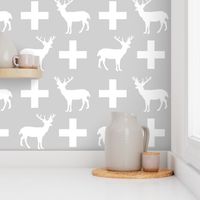 deer forest silhouette deer fawn kids grey simple nursery baby boy fabric for boys nursery outdoors camping hunting doe buck kids design for boys plus sign swiss cross plus kids grey simple scandi