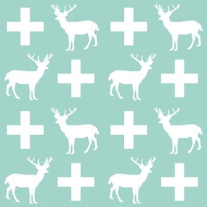 deer forest silhouette deer fawn kids mint simple nursery baby boy fabric for boys nursery outdoors camping hunting doe buck kids design for boys boys nursery plus plus sign, swiss cross kids mint, scandi