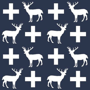 deer forest silhouette deer fawn kids navy simple nursery baby boy fabric for boys nursery outdoors camping hunting doe buck kids design for boys, plus, swiss cross, navy blue, scandi, simple kids design