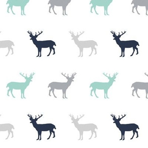 deer forest silhouette deer fawn kids grey simple nursery baby boy fabric for boys nursery outdoors camping hunting doe buck kids design for boys, mint navy blue and grey deer