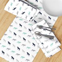 moose simple silhouette moose lodge kids nursery grey navy blue and mint baby boy nursery fabric for kids room modern trendy kids decor