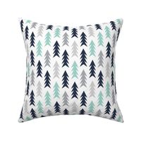 trees woodland forest triangles kids nursery baby boy grey mint navy blue simple boys design for kids nursery baby boy outdoors camping forest