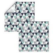 triangle cheater quilt navy blue mint and grey, kids blanket, boys crib sheet, crib blanket, baby, boy nursery 