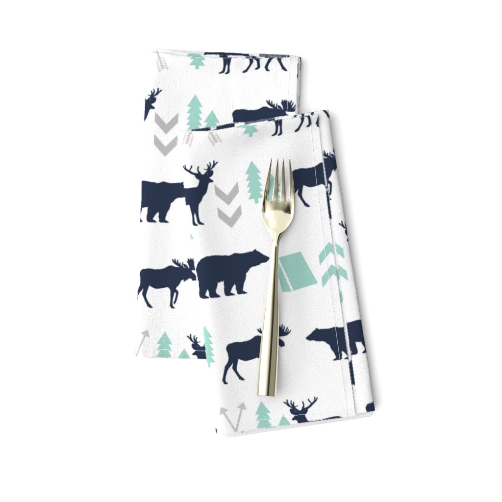 woodland boys design mint grey navy blue bear moose forest arrow kids nursery baby print 