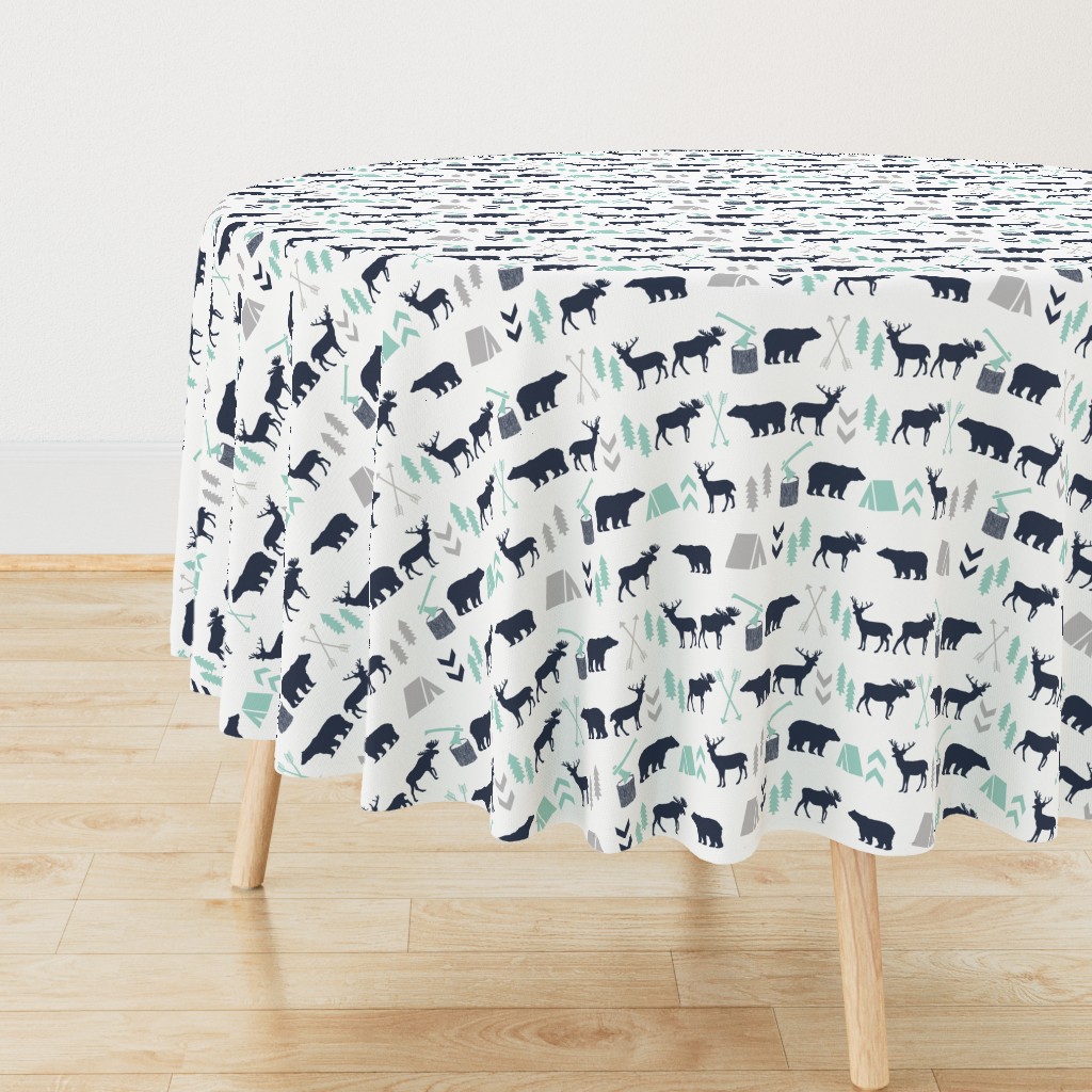 woodland boys design mint grey navy blue bear moose forest arrow kids nursery baby print 