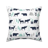 woodland boys design mint grey navy blue bear moose forest arrow kids nursery baby print 