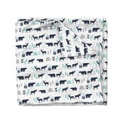 woodland boys design mint grey navy blue bear moose forest arrow kids nursery baby print 