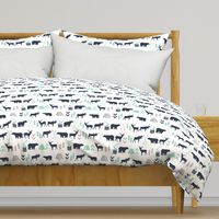 woodland boys design mint grey navy blue bear moose forest arrow kids nursery baby print 