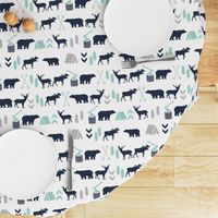 woodland boys design mint grey navy blue bear moose forest arrow kids nursery baby print 