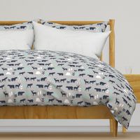 woodland boys design mint grey navy blue bear moose forest arrow kids nursery baby print 