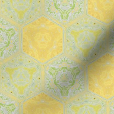 Daffodil Yellow and Green Tiled Pattern © Gingezel™ 2009