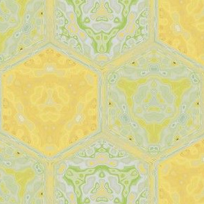 Daffodil Yellow and Green Tiled Pattern © Gingezel™ 2009