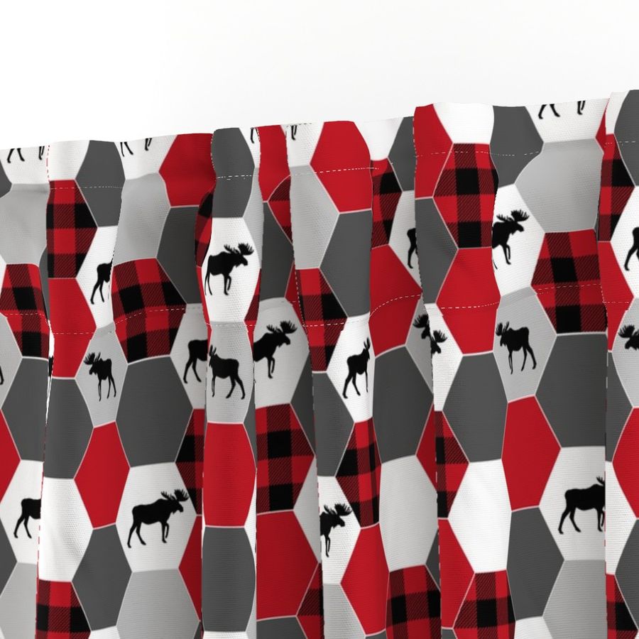 hexagon plaid cheater quilt cute moose blanket cheater quilt black and red