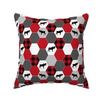 hexagon plaid cheater quilt cute moose blanket cheater quilt black and red