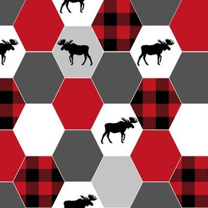 hexagon plaid cheater quilt cute moose blanket cheater quilt black and red