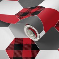 hexagon cheater quilt buffalo plaid black and red grey charcoal kids nursery baby crib sheet