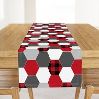 hexagon cheater quilt buffalo plaid black and red grey charcoal kids nursery baby crib sheet