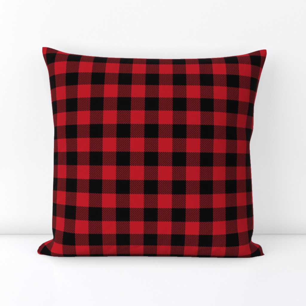 1" buffalo plaid black and red kids cute nursery hunting outdoors camping red and black plaid checks