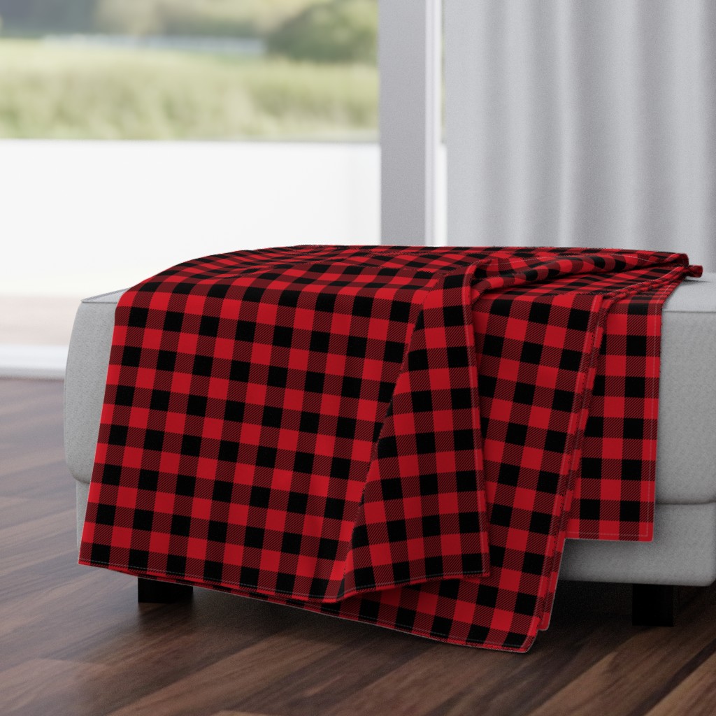 1" buffalo plaid black and red kids cute nursery hunting outdoors camping red and black plaid checks