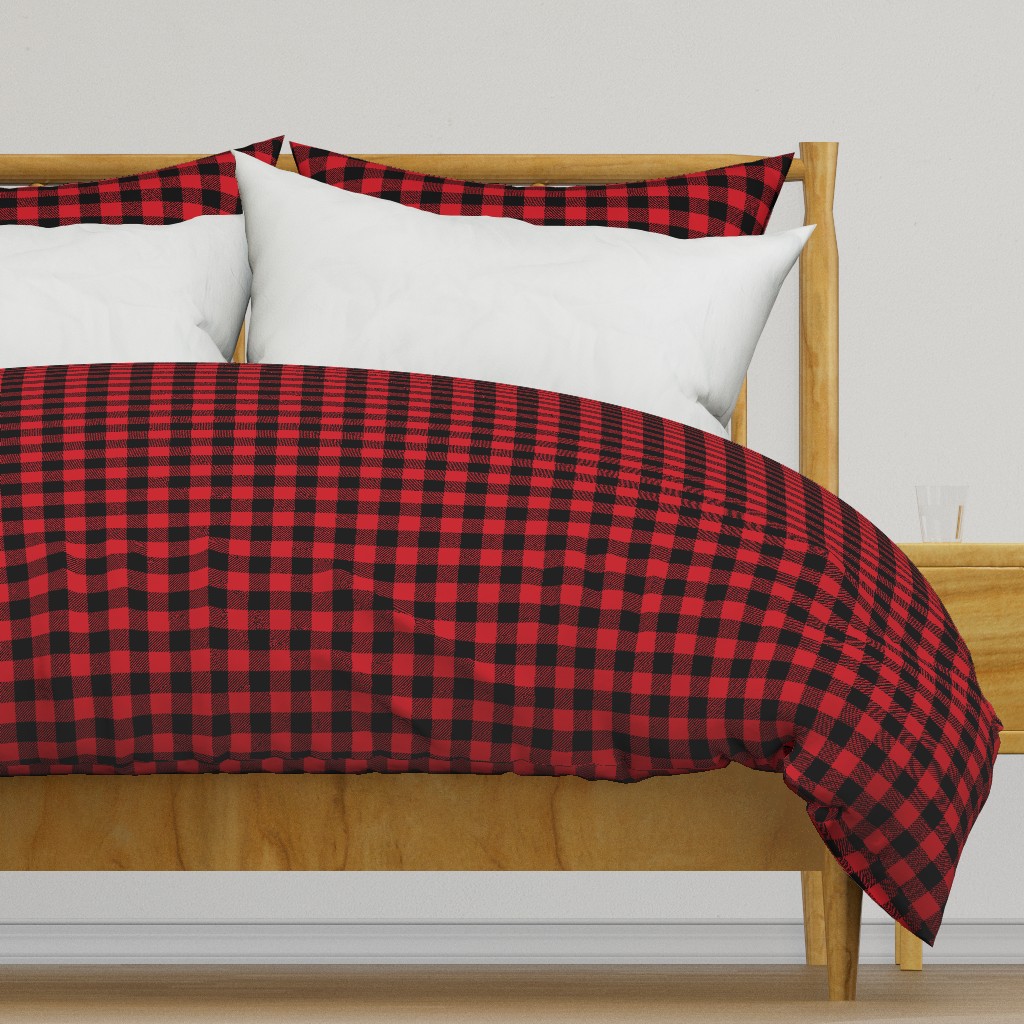 1" buffalo plaid black and red kids cute nursery hunting outdoors camping red and black plaid checks