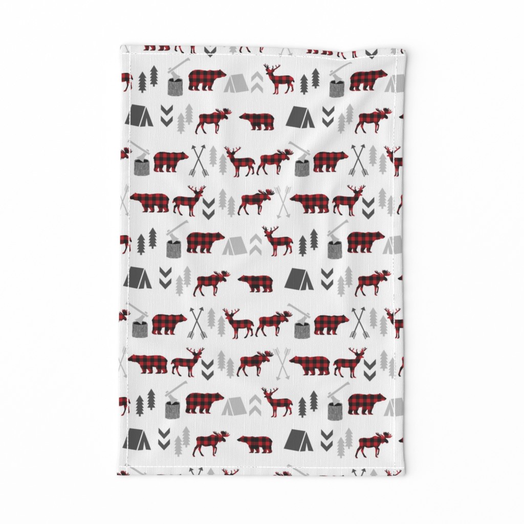 buffalo plaid woodland moose deer bear forest woodland trees camping canada kids