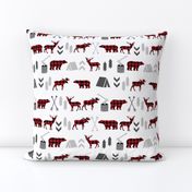 buffalo plaid woodland moose deer bear forest woodland trees camping canada kids