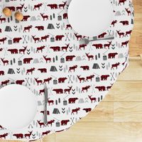 buffalo plaid woodland moose deer bear forest woodland trees camping canada kids