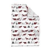 buffalo plaid woodland moose deer bear forest woodland trees camping canada kids