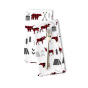 buffalo plaid woodland moose deer bear forest woodland trees camping canada kids