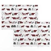 buffalo plaid woodland moose deer bear forest woodland trees camping canada kids