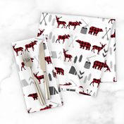 buffalo plaid woodland moose deer bear forest woodland trees camping canada kids