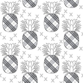 plaid pineaples on white